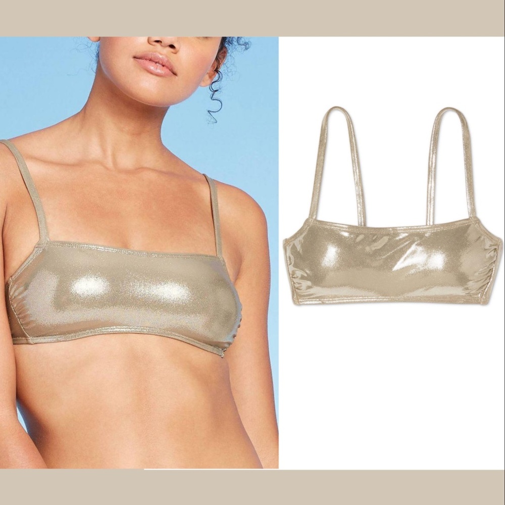 NEW Xhilaration Bralette Bikini Top in Metallic‎ Gold [SZ Small ]